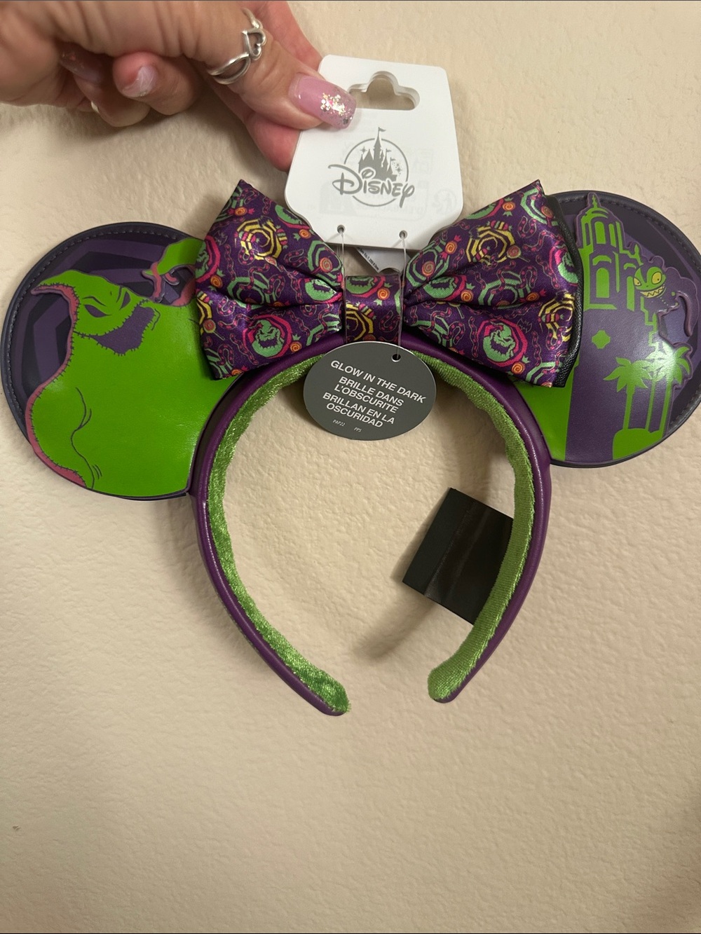 Disney oogie boogie  Bash Minnie Ears Headband - Purple & Green NWT